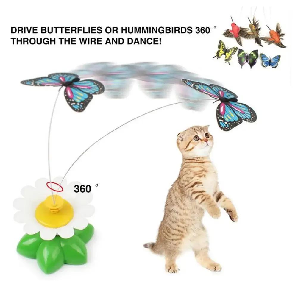 1PC Electric Butterfly Cat Toy - Automatic Rotating Flying Hummingbird, Funny Intelligence Training Pet Toys (Random Color)