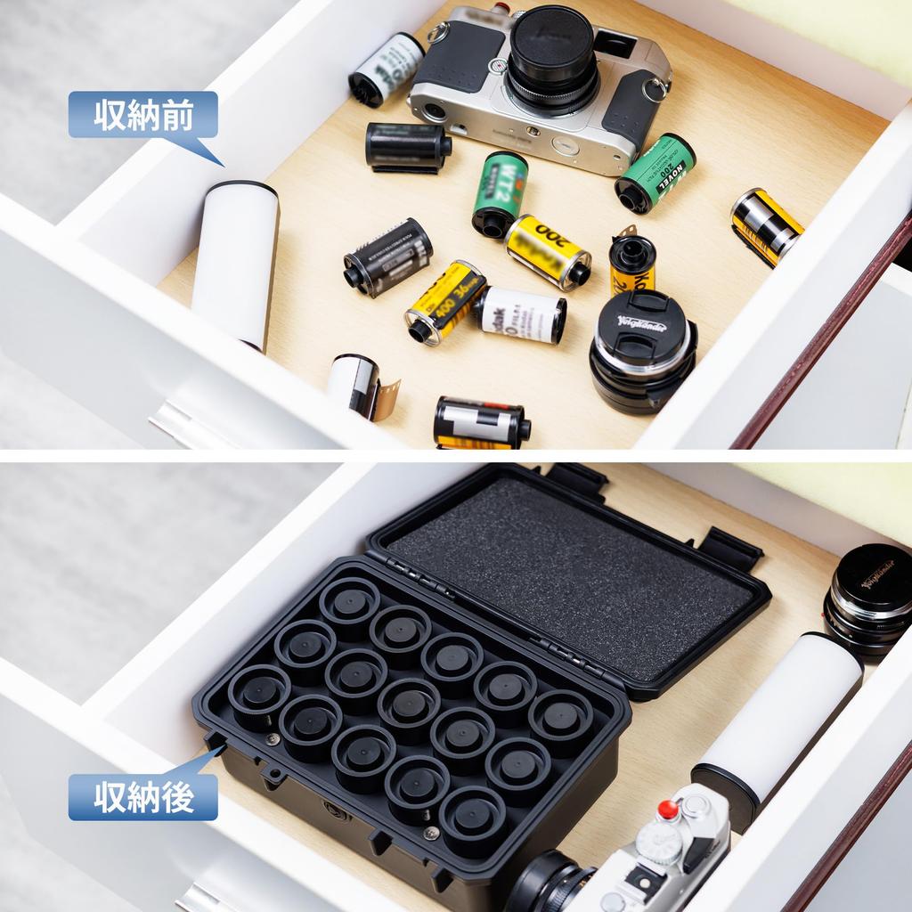 JJC 135 Film Holds 15 Rolls of 35mm Protective Film Canister with Made of IP67 and with Pressure Regulating Valve Case, Film, Cap, PE, Waterproof,