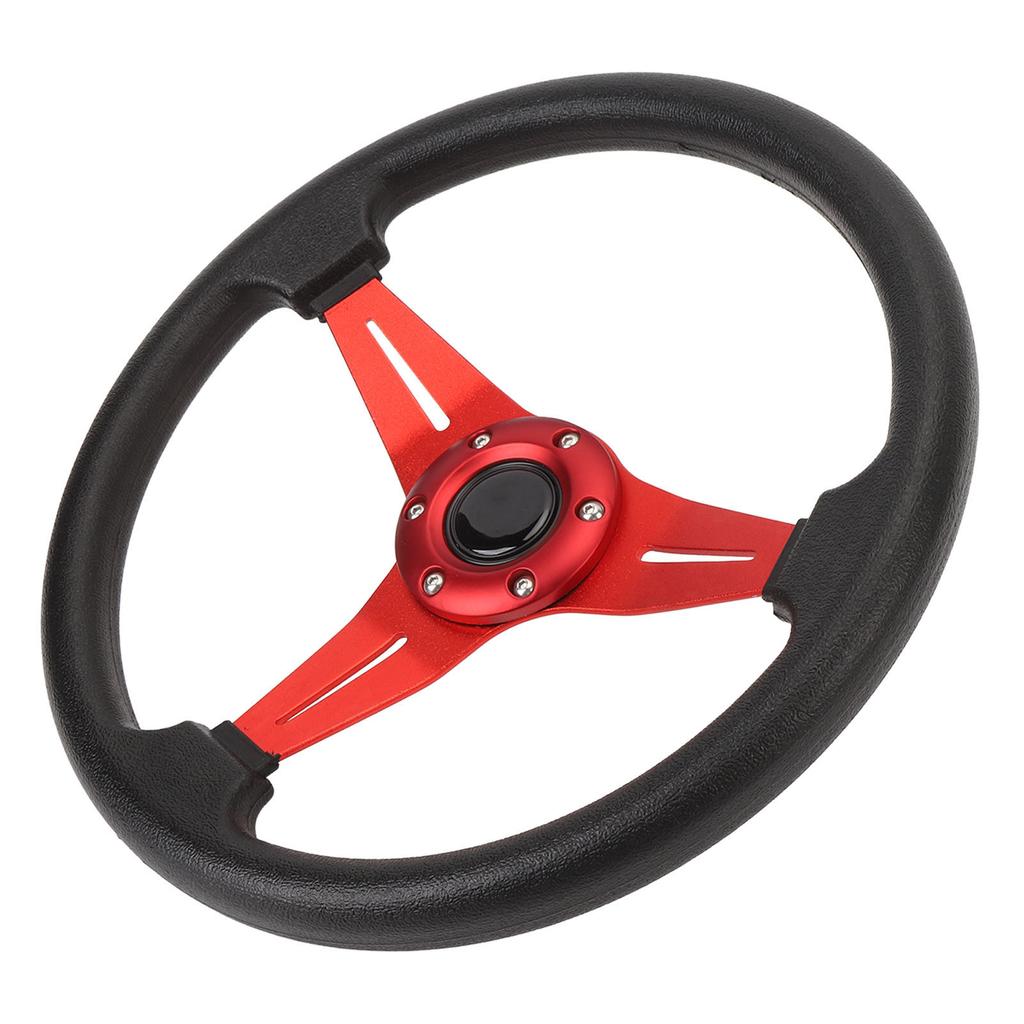 Bilratt Racingstil PU-läder 14 tum Universell passform för 6-håls rattnavadapter