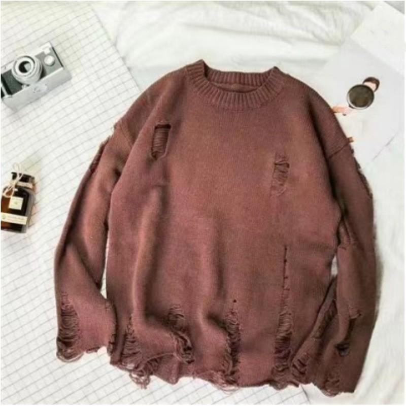 Herren Einfarbig Rundhals Lässiger Pullover Jugend Locker Retro Gestrickte Pullover Tops