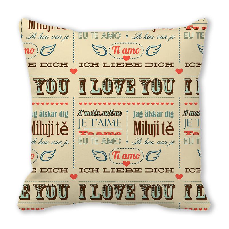Home Decor Valentine Love Phrases Cushion Cover Decor Pattern Cushion Cover Suitable for Sofa Bedroom Car Pillow Cover