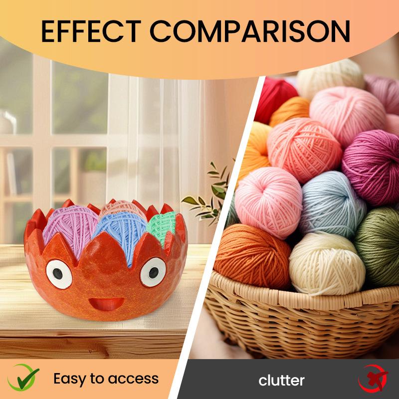 1Pcs Flame Yarn Bowl Tabletop Fun Creative Wool Storage Ornament Tools Resin Crafts Safe Material Portable Compact