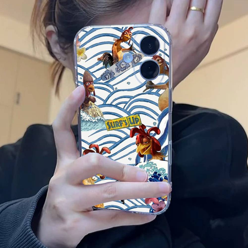 Chicken J-Joe Surf Phone Case For iPhone 17 15 14 13 11 12 16 Pro Max Plus Mini Transparent Silicone Soft Funda