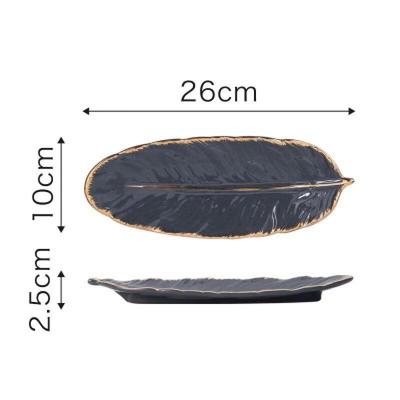 Nordic Ceramic Feather & Banana Leaf Plate