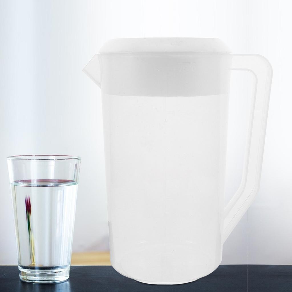 2500Ml Plastic Water Pitcher with Scale Lid Food Safe Cold Hot Beverage Jug for Juice Iced Tea Lemonade Milk Coffee Parties