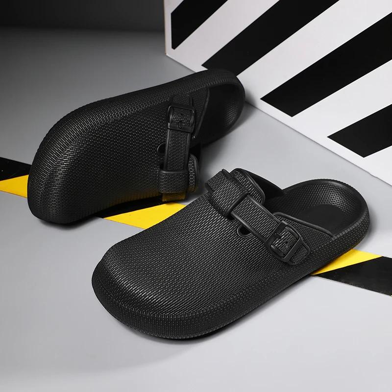 

Модные тапочки для мужчин, пар, женщин, домашняя обувь, износостойкие, пляжные, нескользящие, мягкие и удобные, сандалии на толстой подошве, модные 44-45 чёрный