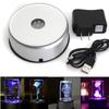 Round Led 7 Colorful Rotating Crystal Light Base Electric Battery Stand Display