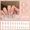 24Pcs Pink White Gradient Small Polka Dot False Nails With Jelly Adhesive Detachable Fake Fingernails Full Cover Press On Nails
