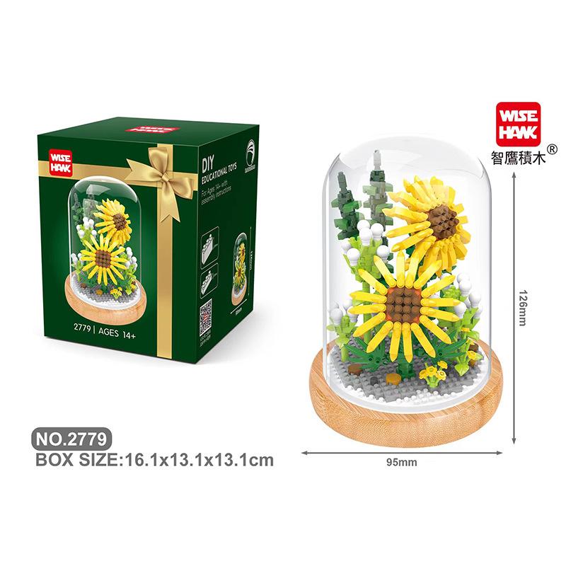Flower Micro Building Blocks Lily Rose Tulips Bouquet Immortal Daisy Sunflower Mini Brick Figure Toy For Home Decor With Display
