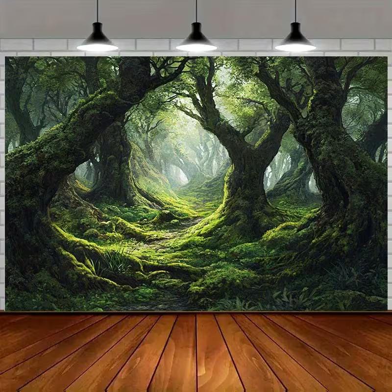 Magic Ancient Woodland Sunbeam Path Photo Background