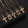 Hip Hop Luxury Zircon Cross Pendant Necklace Stainless Steel Chain Jewelry Gifts for Women Men