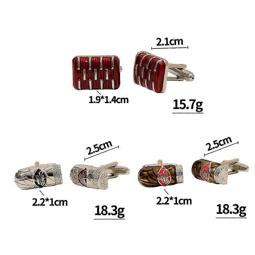 New fun cigar-shaped French cufflinks with a baked enamel finish, suitable for both business and casual occasions, featuring alloy cufflink studs.