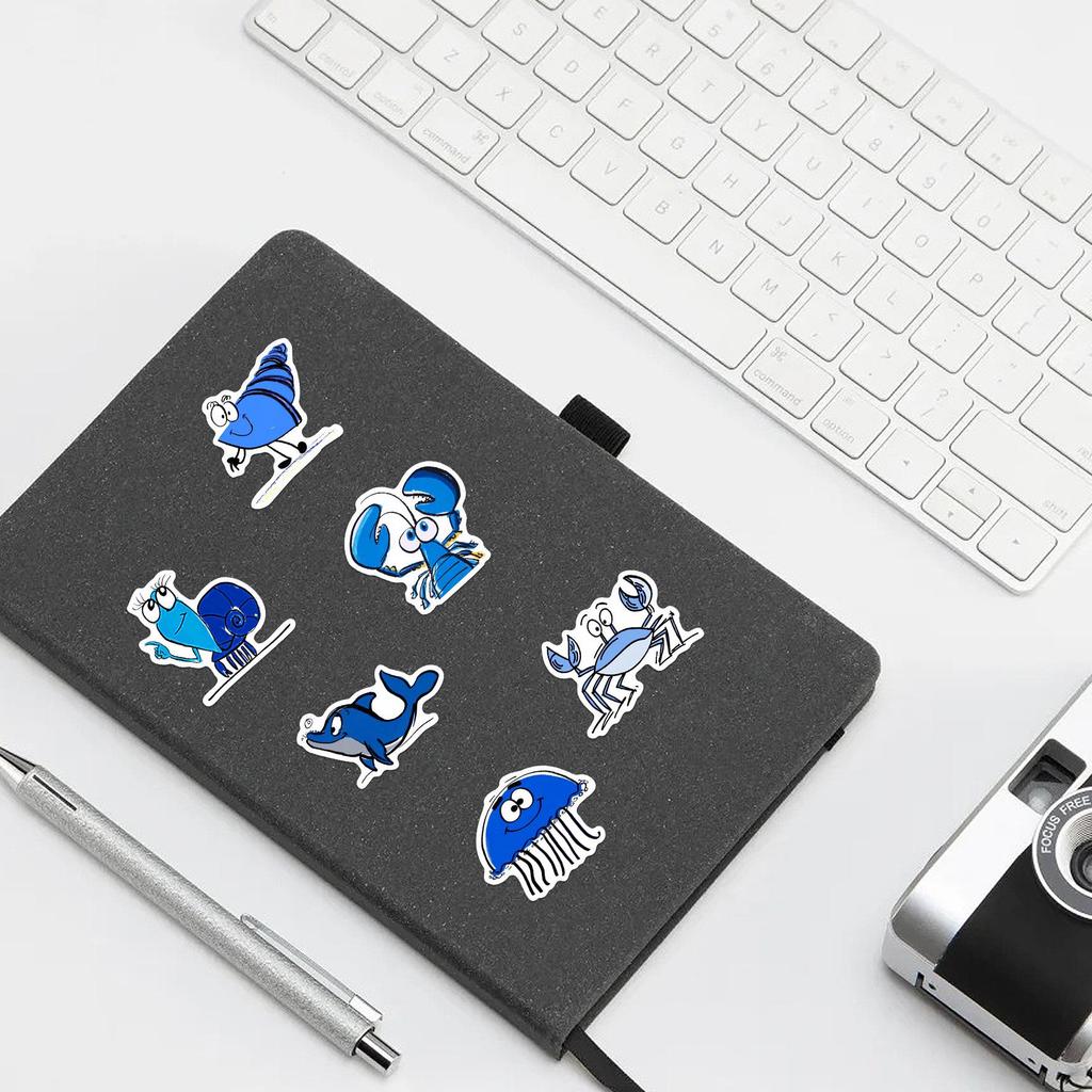 50pcs Cartoon Blue Animal Graffiti Stickers for DIY Notebooks and Luggage Decoration - Trending New Designs