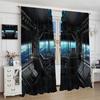 Spaceship Curtains Galaxy Futuristic Science Spacecraft Cabin Art Printed Window Drapes Kids Boys Bedroom Decor Fabric Curtain Polyester Washable
