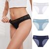 Women Panties See-through Hollow Out Lace Seamless Solid Color Mid Waist