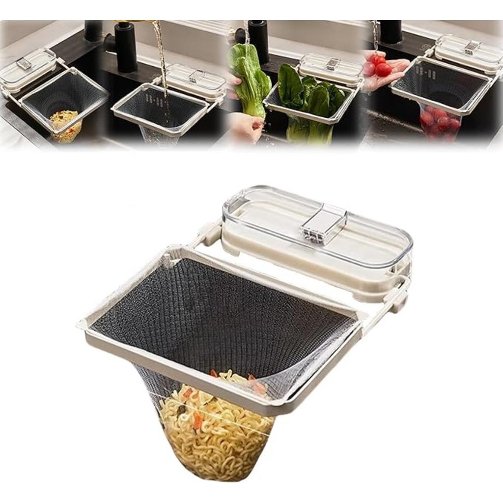 Sink Drainer Suction Cup Sink Strainer Reusable Sink Drain Strainer for Kitchen Food Waste with 50 Pcs Disposable Mesh Bags Foldable Multifunctional