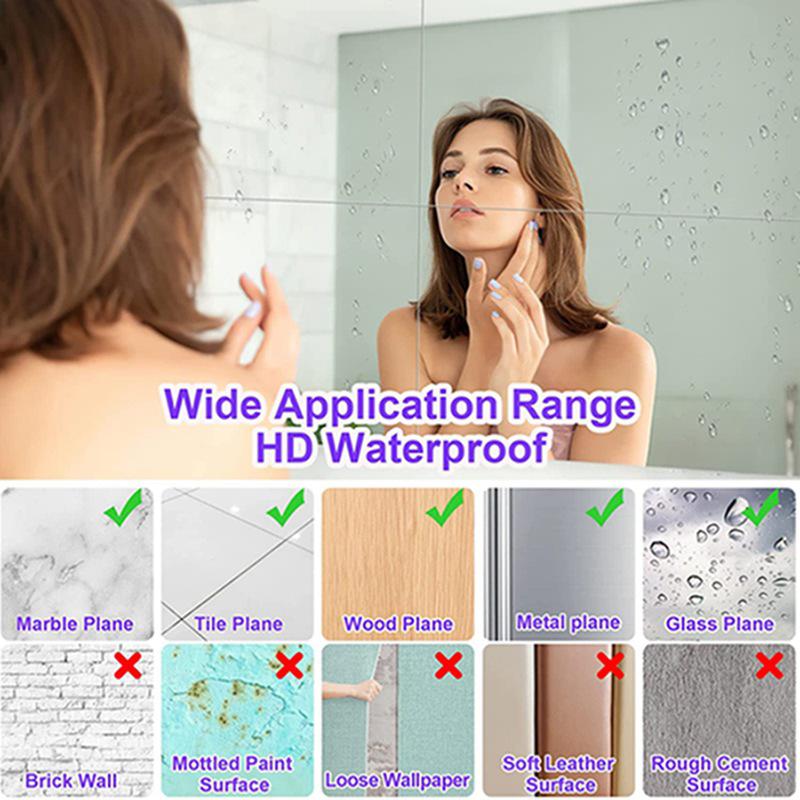 Self-Adhesive Acrylic Mirror Bathroom Shower Makeup Anti Fog Mirror Sticker Tile Shaving Mirror For Door Wardrobe Home Decor