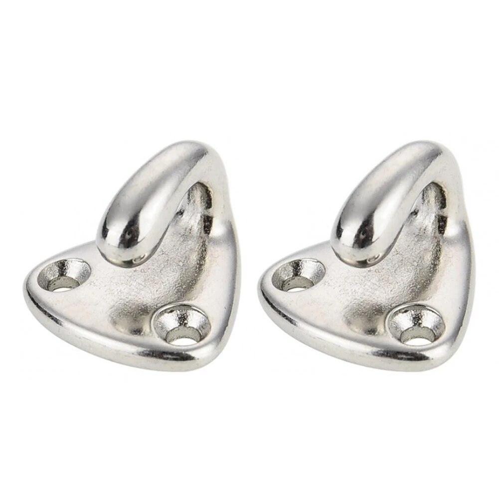 2pcs Marine 316 Stainless Steel Mini Boat Fender Hook Carabiner Pad Eye Marine Sailing Silver Fender Hooks 27mm X 27mm