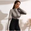 Blusas de otoño para mujer, de manga larga, elásticas, de color puro, para salir, fruncidas, elegantes, suaves y ajustadas, para mujer
