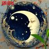 Art Mural Rond en Métal Lune Céleste Décoration de Maison Panneau Accrochage Halloween Image