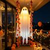 Outdoor Halloween Dekorationen Hängende Schaukel Geist, Leuchtender Schwingender Geist mit Ahornblatt Saisonale Gartenparty Ornamente Ranken Lichter Und Fernbedienung
