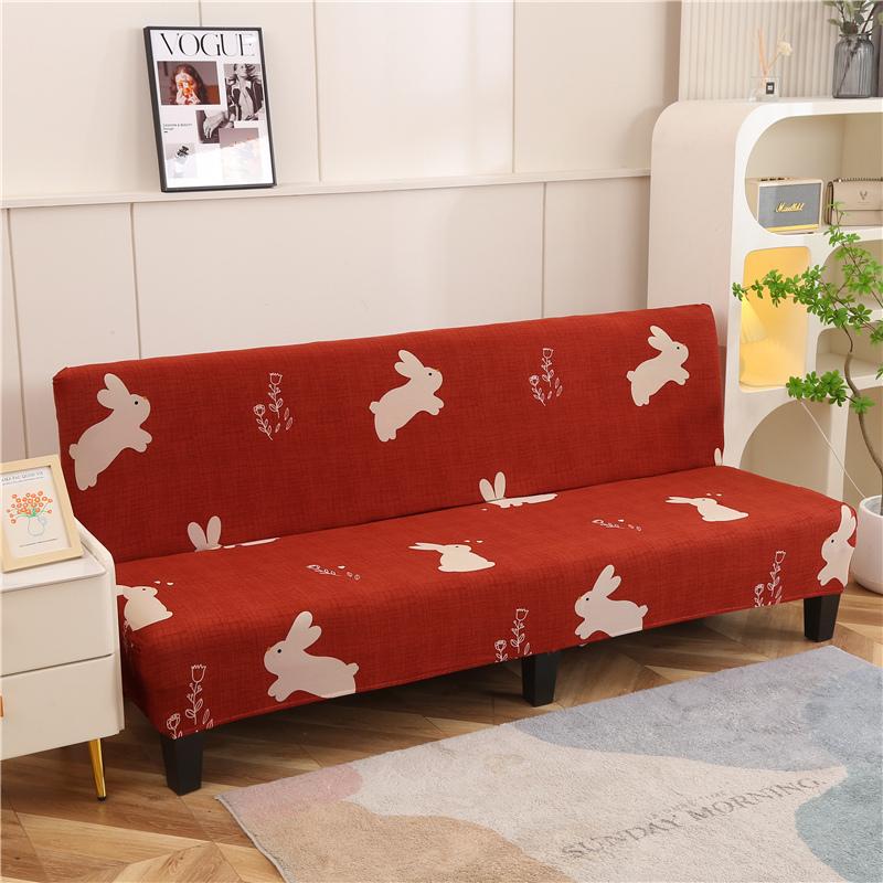 Stretch Futon Slipcover Armless Sofa Cover Furniture Protector Without Armrests Slipcover Soft with Elastic Bottom for Kids