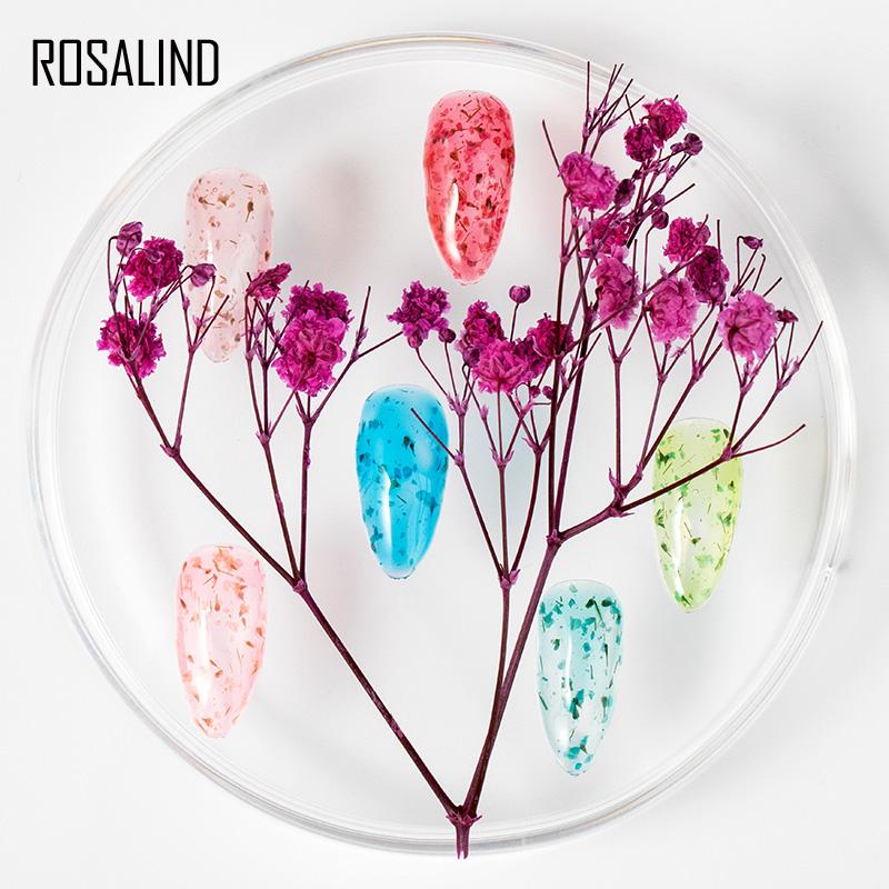 ROSALIND 5ml Dry Flower Fairy Gel Nail Polish DIY Dried Flower Semi Permanent Soak Off New Style Nail Art Top Base Hybrid Varnish UV Nail Gel