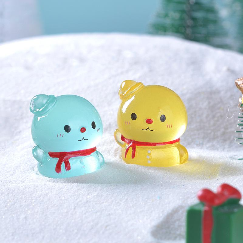 Christmas Glow-in-the-dark Cute Big-headed Snowman Snow Scene Small Ornaments and Accessories