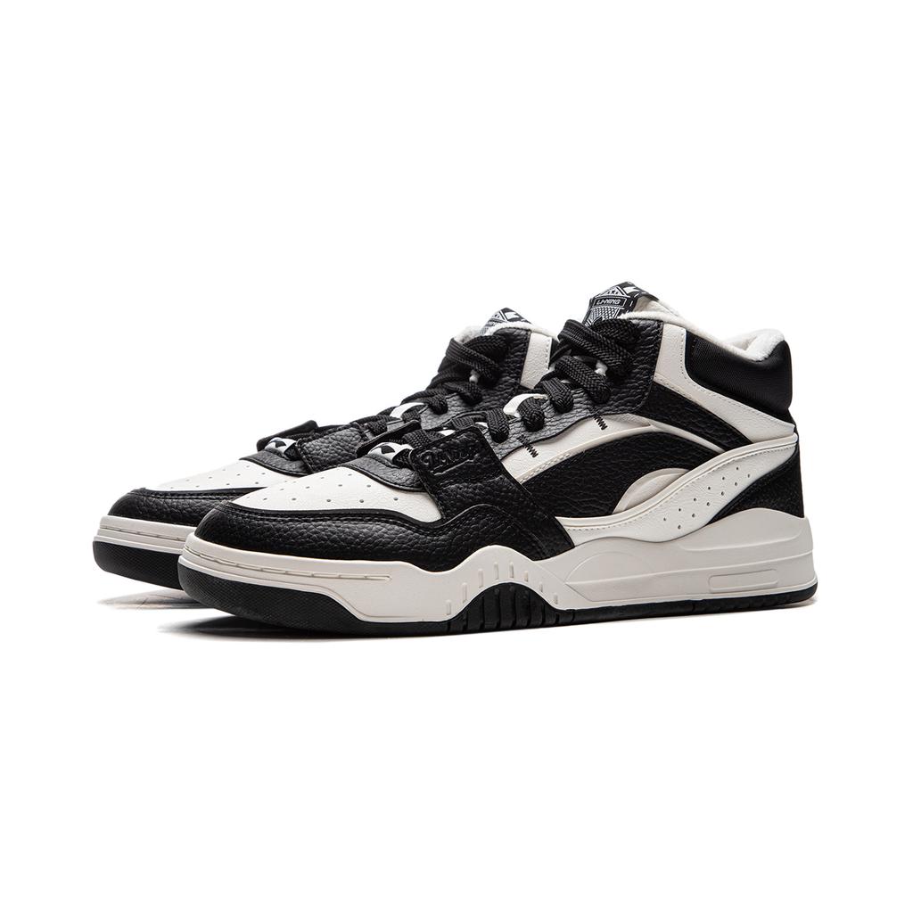 new LINING Moonlight White HI Skateboard Shoes Unisex Mid top Black/Mist White