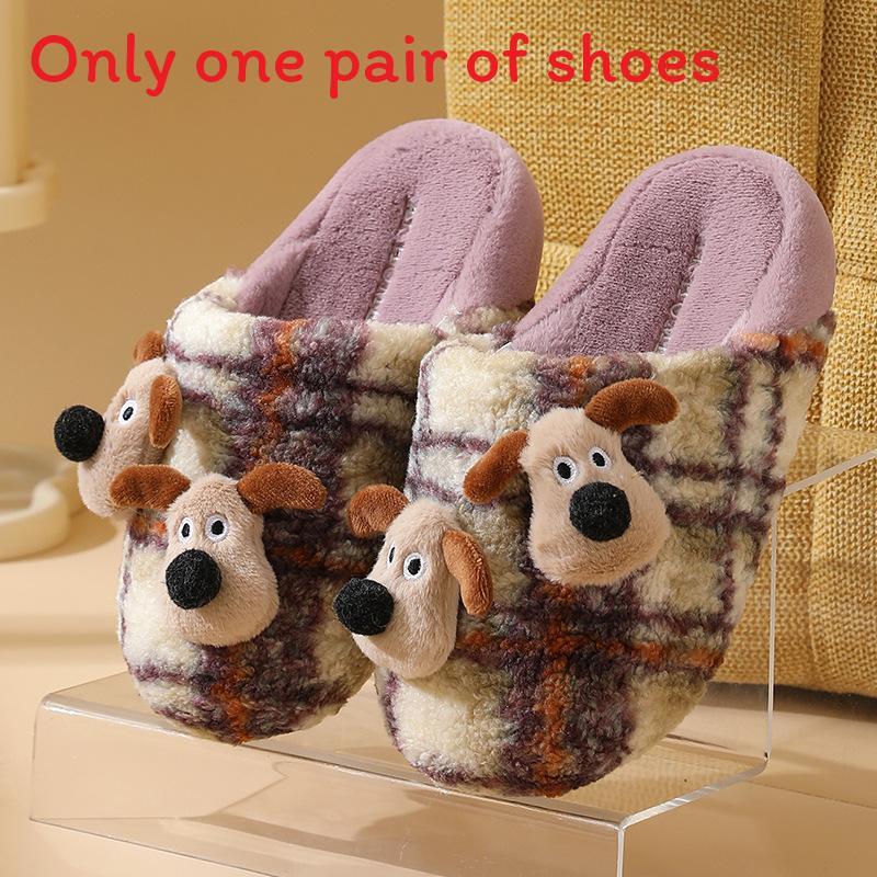 

Зимние детские хлопковые тапочки с собачкой для мальчиков и девочек, домашний комфорт 31 фиолетовый