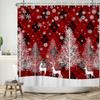 1/3/4pcs Navidad Merry Christmas 3D Printing Shower Curtain Polyester Waterproof Green Festival Accessories For Bathroom Decor