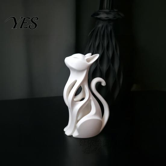 Desktop Cat Decor 3D Printed Hollow Figurine, Modern Abstract Sitting Kitten Statue, Artistic Design Animal Sculpture for Home Decoration, Gift Lovers