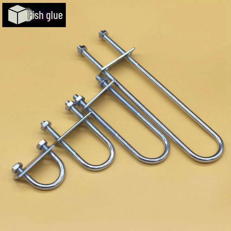 Extended Galvanized U-Bolt Pipe Clamp Set with Baffle Plate Set