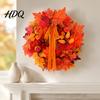 Thanksgiving Dekorationsgirlande für Eingang Herbst Ahornblatt Kürbis Kranz, Künstliche Beeren Ernte Türhänger Herbstlaub Veranda Thanksgiving,