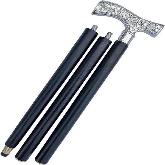 Pacific Marine  Brass Walking Stick Deluxe Walking Cane Beautiful Brass Silver Handle Walking Stick for Men and Women Gift