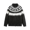 Unisex Fair Isle Wool Cardigan: Spring & Autumn Casual Color Block, Loose Long Sleeve Sweater for Men & Women
