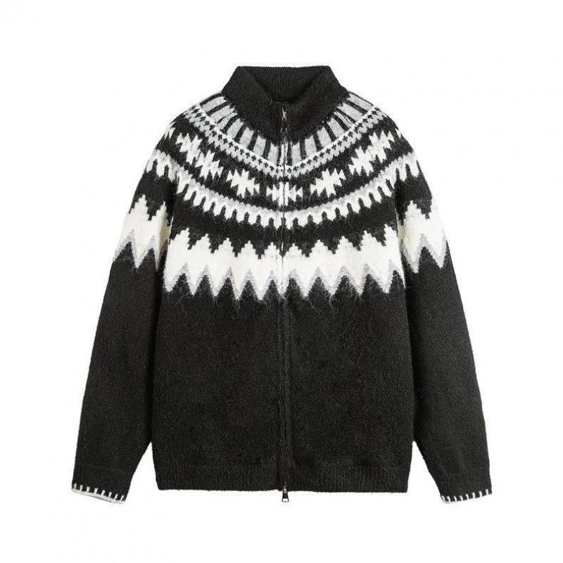 Unisex Fair Isle Wool Cardigan: Spring & Autumn Casual Color Block, Loose Long Sleeve Sweater for Men & Women