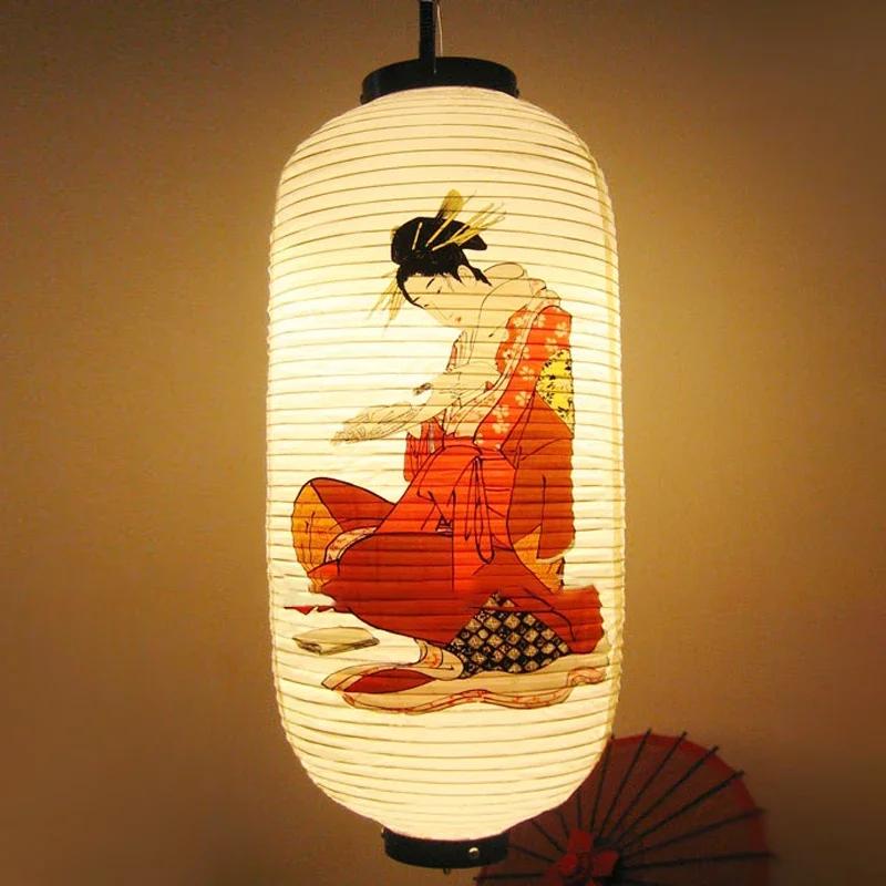 25x50cm Japanese Pvc Waterproof Lantern Geisha Hanging Korean Ramen Sashimi Cuisine Shop Restaurant Pub Decor Outdoor Lanterns