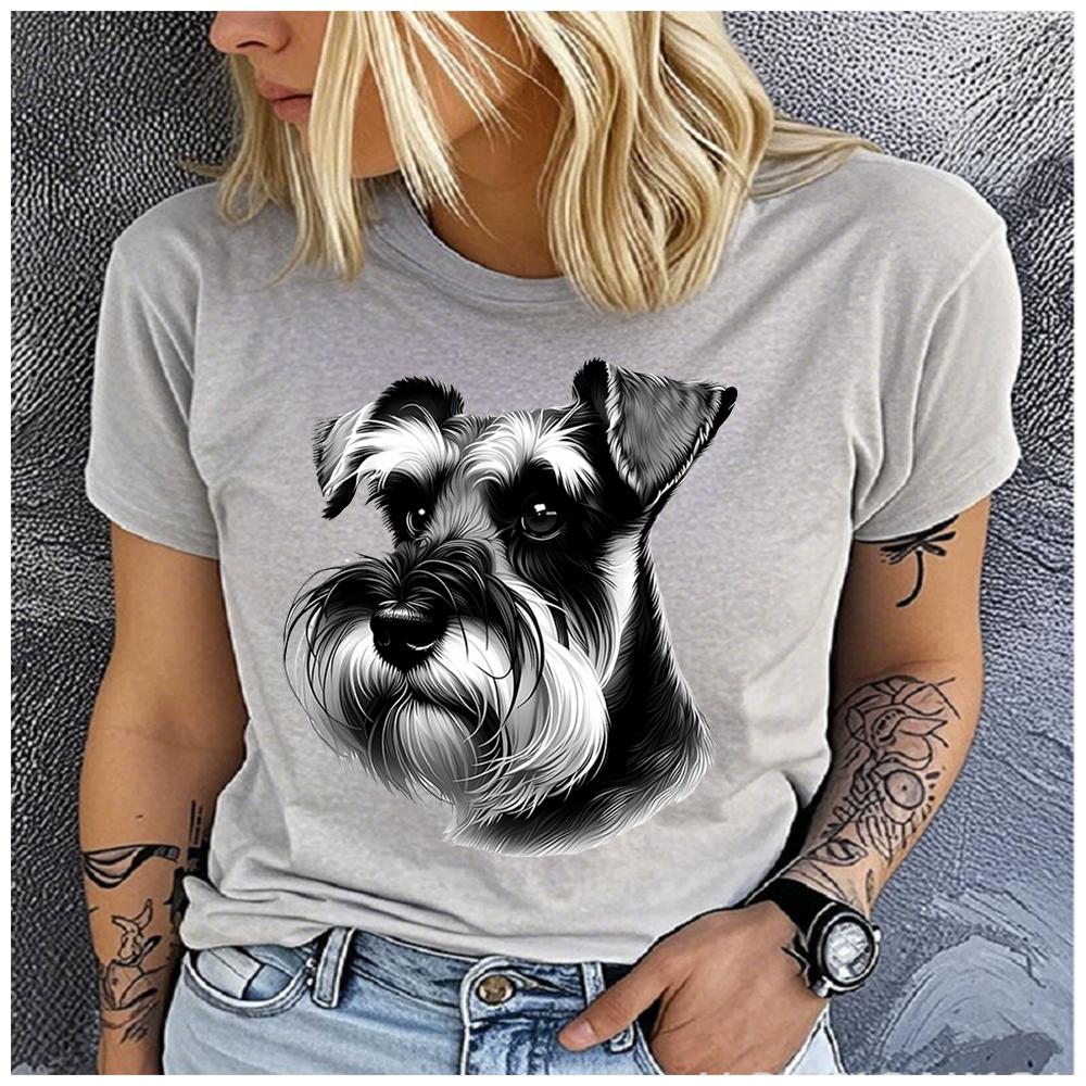 Unisex 100% Polyester Summer Top with Pet Print Loose Round Neck Short Sleeve Fashion for Astrology Lovers