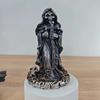 Grim Reaper Statue Halloween Black Horror Robe Sculpture Gothic Resin Santa Muerte Figurine for Halloween Indoor Bookshelf Desk Decor