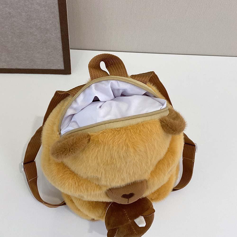 Cute Brown Doll Bag Soft Cartoon Daypack Thickened Capybara Plush Backpack  Kids