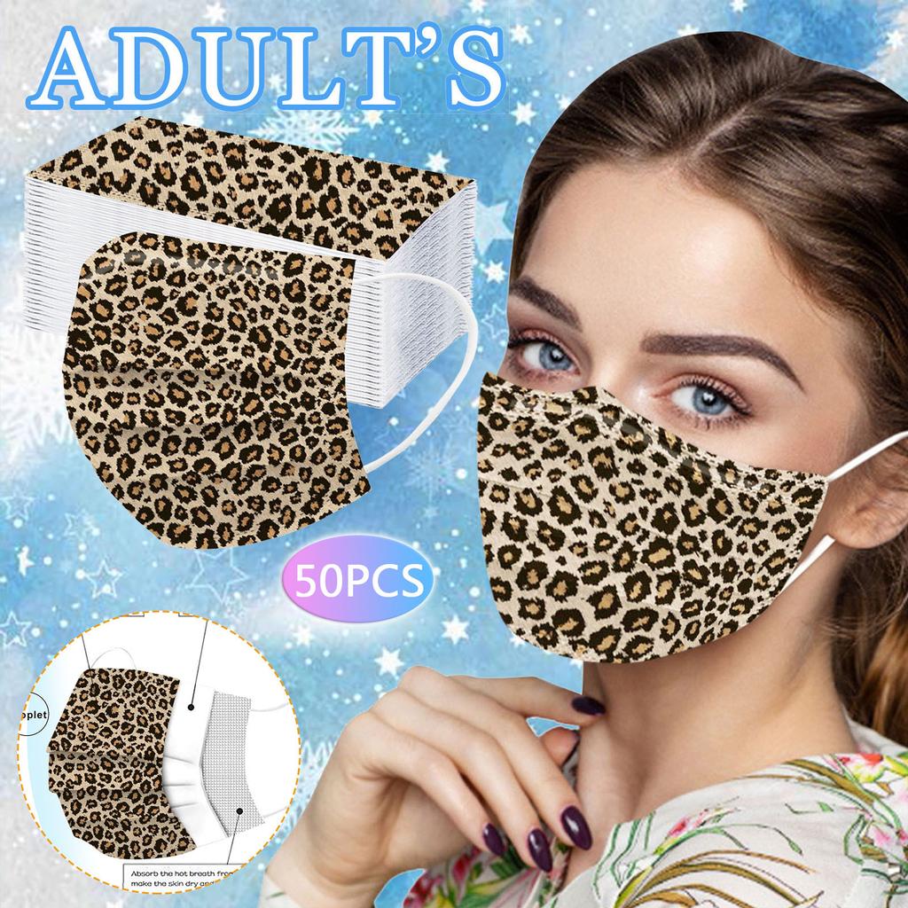 Adult Three-Layer Disposable Dust-Proof Protective Leopard Print Mask