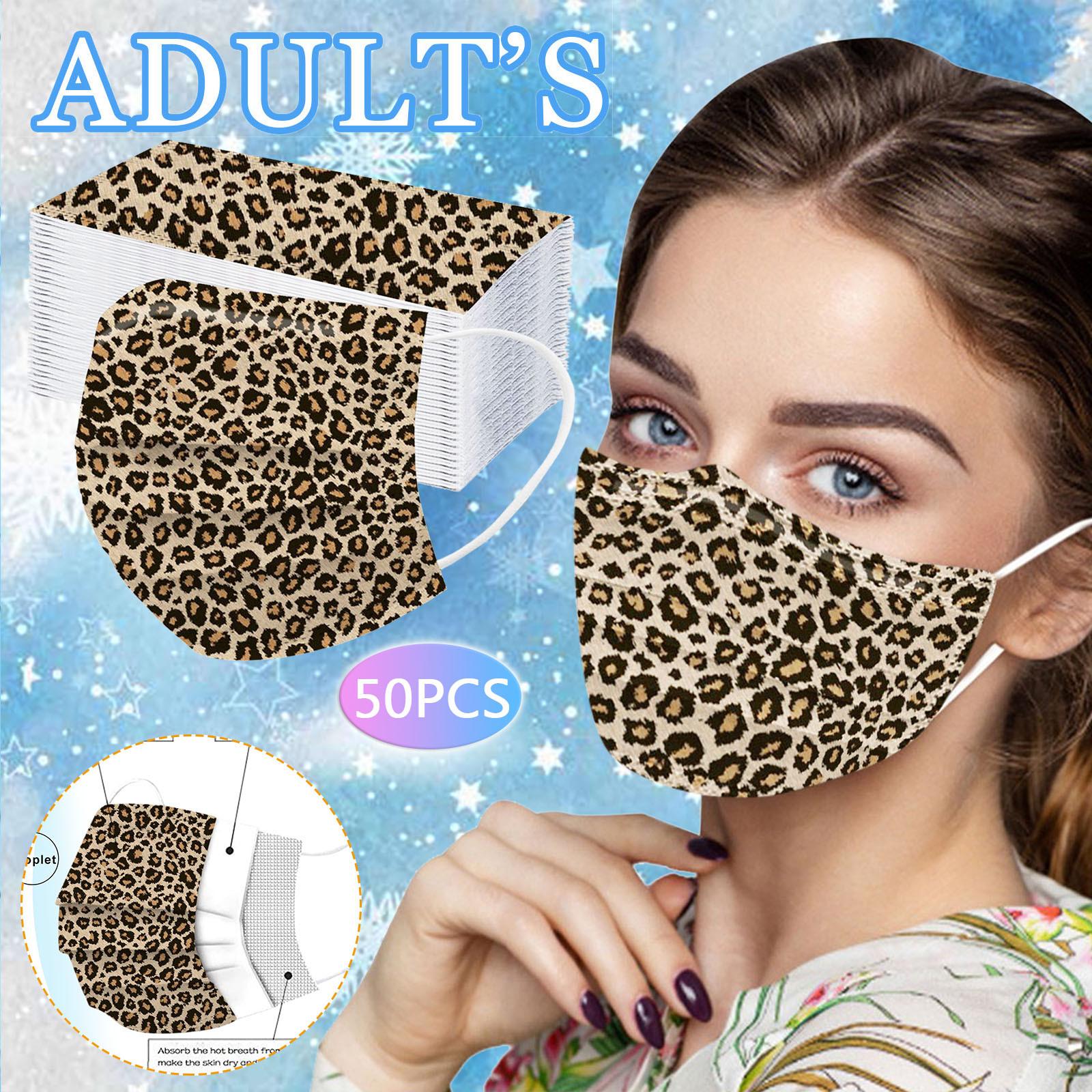 

Трехслойная одноразовая пыленепроницаемая защитная маска с леопардовым принтом для взрослых