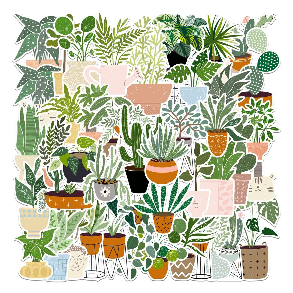 44 Plant Potted Graffiti Stickers Decorate Suitcase Guitar Notebook DIY Waterproof Stickers