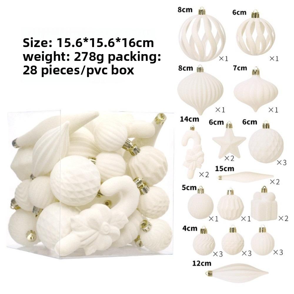 28pcs Special-shaped Xmas Tree Charm Flocked Christmas Supplies  Party Decoration