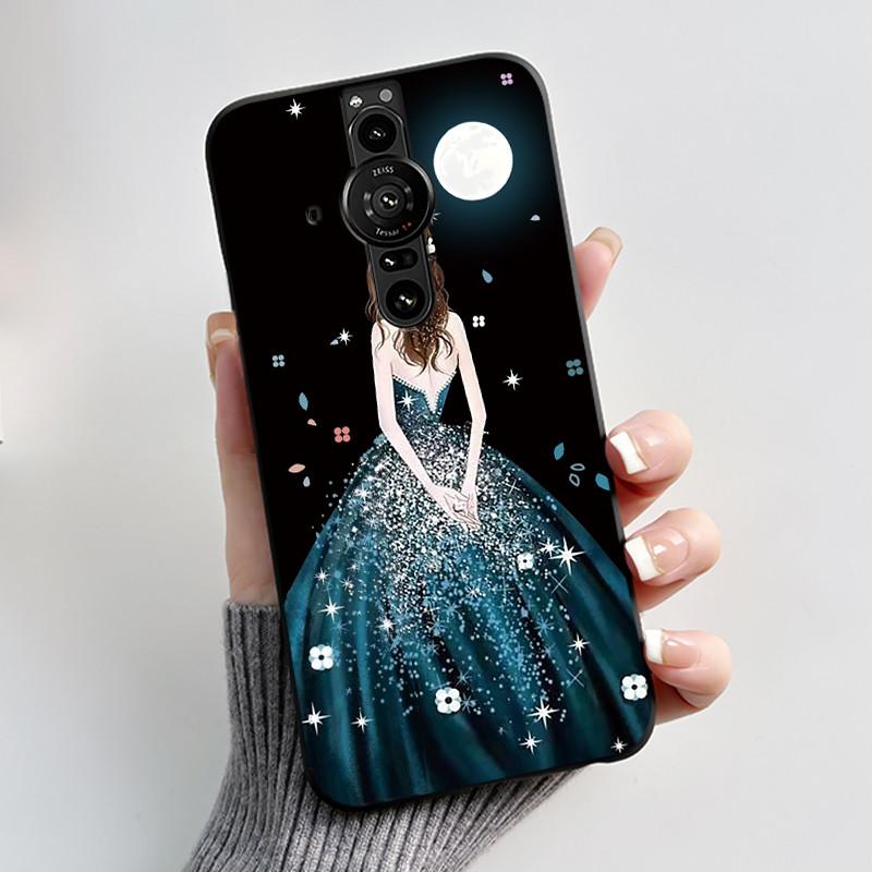 Printing Pattern Case For Sony Xperia Pro-I Fundas Soft Silicone Black Shell Cover Cute Flower Cartoon Casing Capa Coque