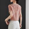 Women's 100% Mulberry Silk Printed Short-Sleeved Shirt