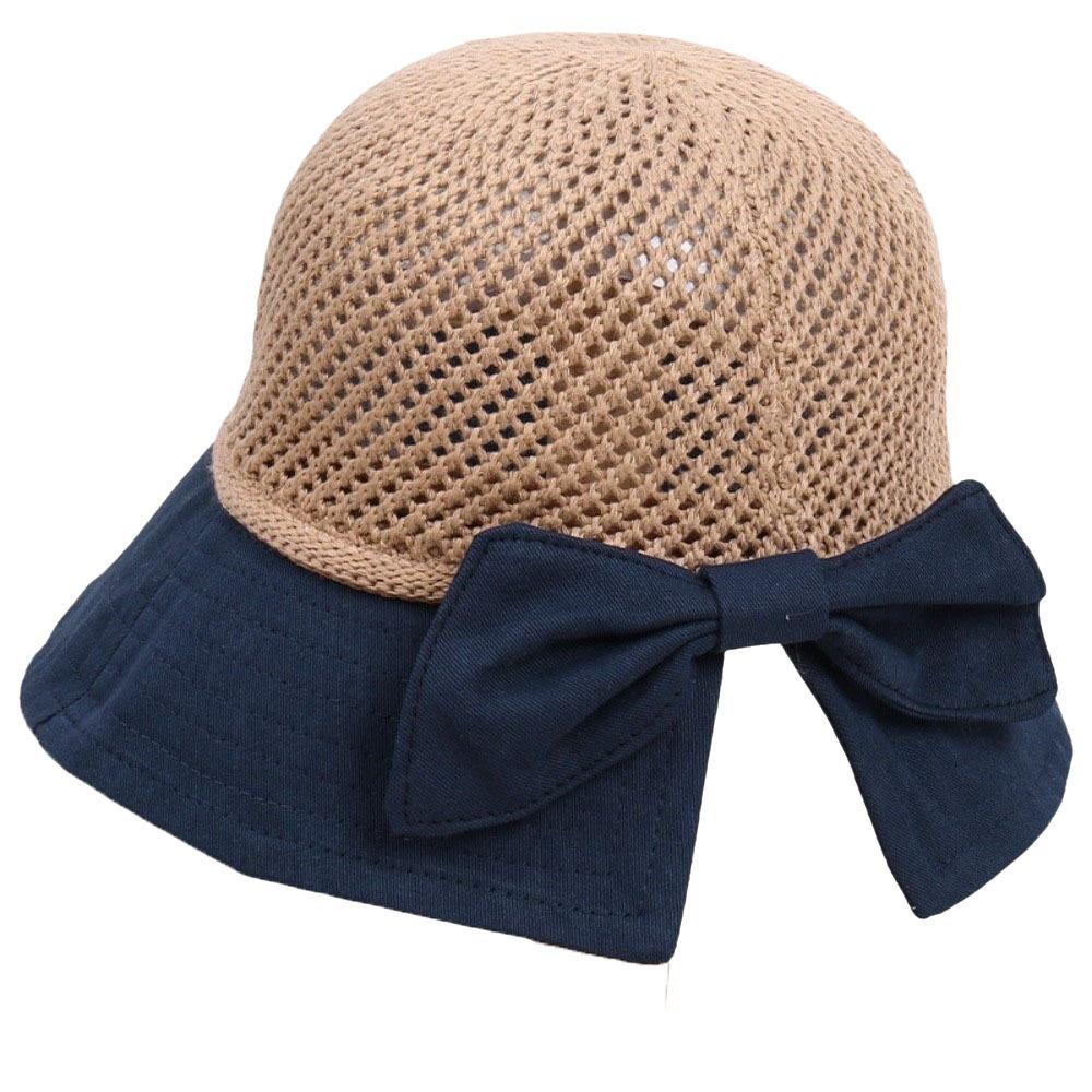 Hollow Bow Sun Hat Japanese Knitted Bucket Hat Fashion Bowtie Fisherman Hat Summer