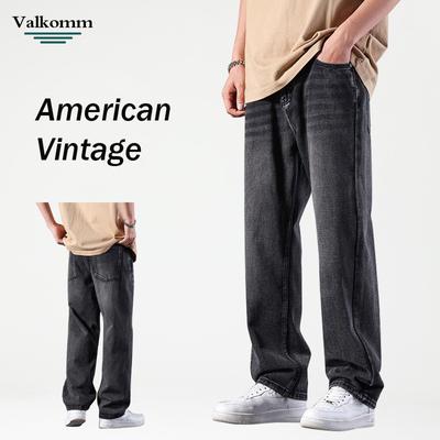 Four Seasons Men'S American Retro Straight Cowboy Pants Look Tall And Skinny Trendy Brand Loose High Street Ins Trendy Jeans