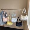 Simple Casual Drawstring Shoulder Bag Large Capacity Zipper Pleated Crossbody Bag Designer Solid Color Commuting Bag Minimalist